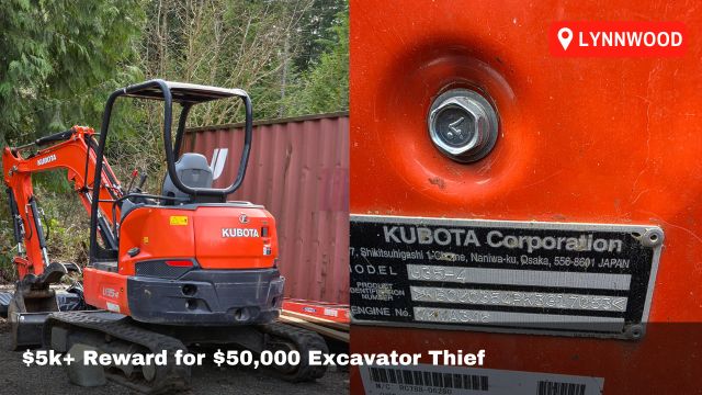 $6,000 Reward for Excavator Thief